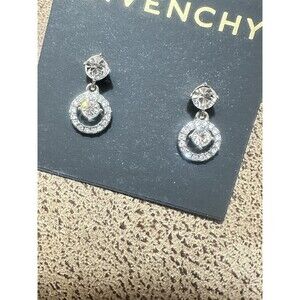 Elegant GIVENCHY Crystal Silver Drop Earrings New with Tag